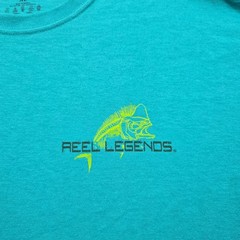 Reel Legends Tshirt Mens XL Blue Teal Short Sleeve Mahi Mahi Fishing Performance