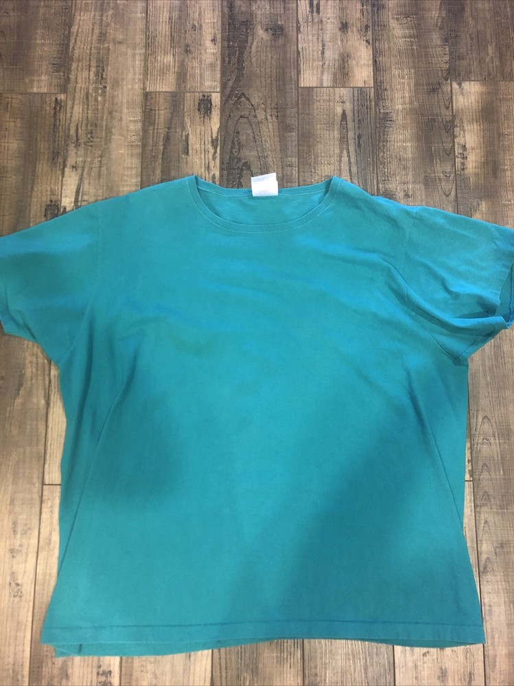 Vintage 1980-1990s Just My Size Blank Green Tshirt XL Single Stitch USA