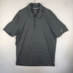 Adidas Golf Men’s Black and White Striped Short Sleeve Polo Shirt