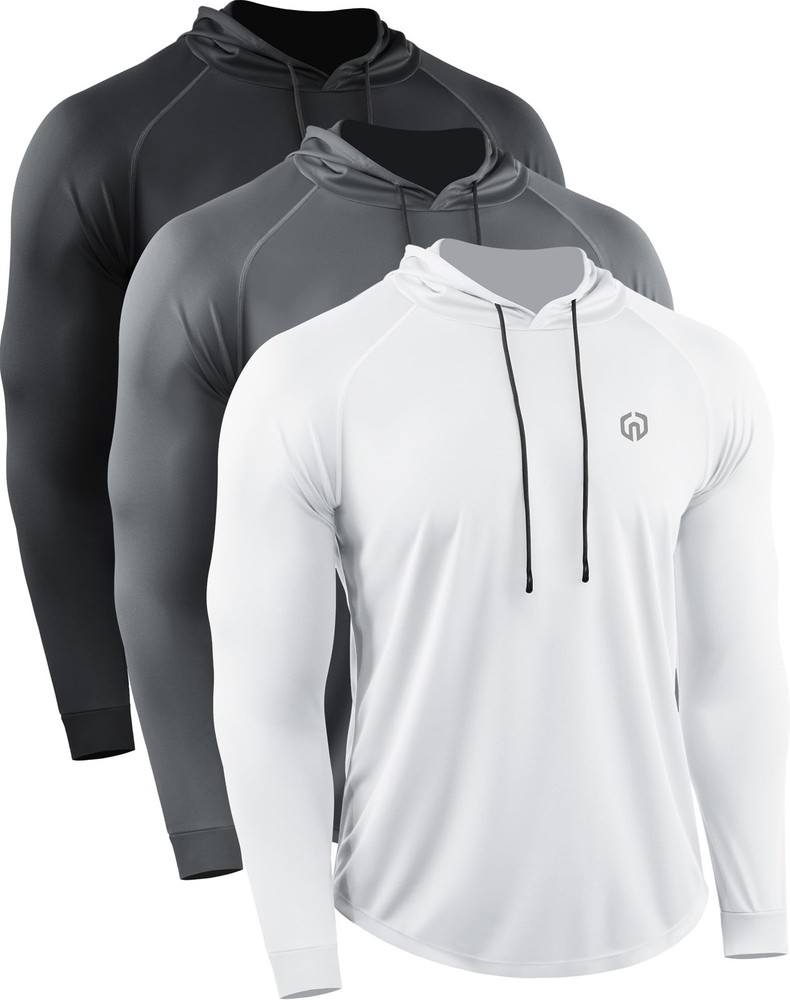 NELEUS Men’s Long Sleeve Athletic Shirt Workout Running Shirts with Hoods,514…
