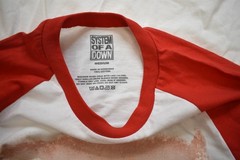 System Of A Down Toxicity Mens White And Red Raglan Shirt New Medium