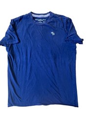 Abercrombie & Fitch VTG Sueded Crew Muscle T-Shirt Mens Large Blue Embroidered
