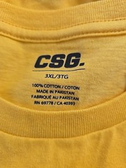 CSG T-Shirt 3XL Sports Gear Yellow Cotton Solid Yellow