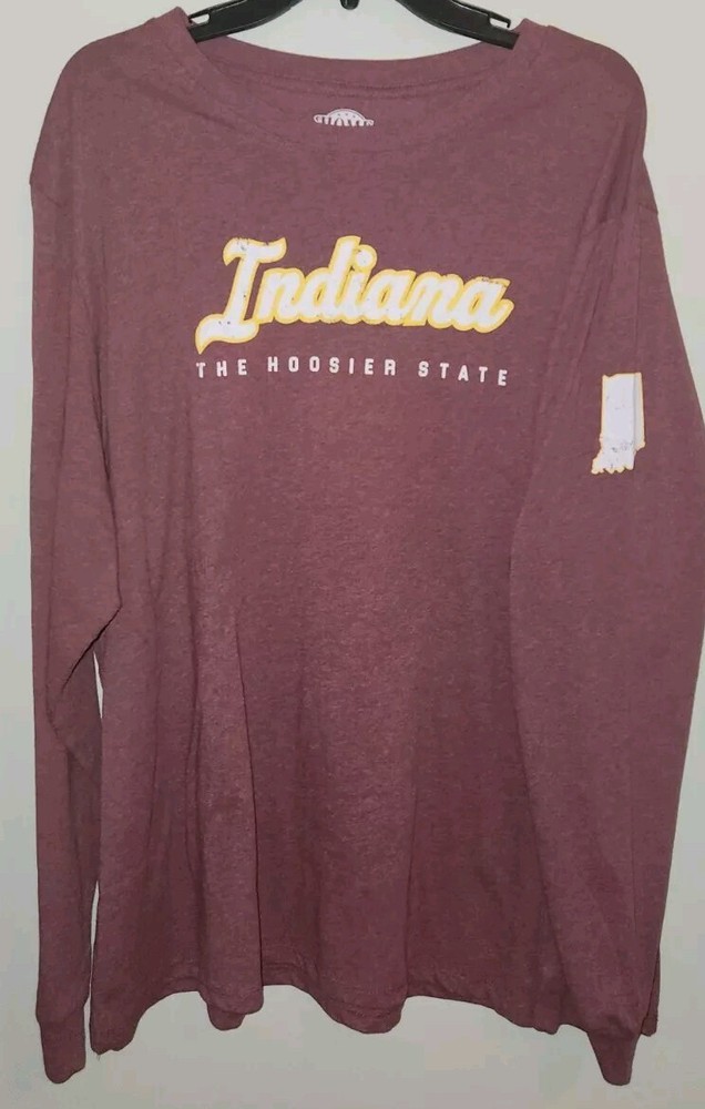 Home Free Unisex Adult INDIANA Hoosier State 2XL Long Sleeve Tee Maroon #10725
