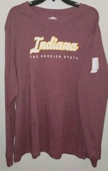 Home Free Unisex Adult INDIANA Hoosier State 2XL Long Sleeve Tee Maroon #10725