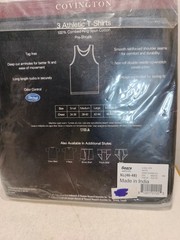 Lot 2 Covington Men’s 3 Pack Tank T-Shirts XL/XG White 100% Cotton NOS 6 Shirts