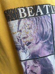 Vintage 70s Beatles M 38-40 Ringer T Healthknit T-shirt Yellow Stripes