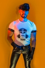 TOM OF FINLAND Leather Dude T-shirt (Biker, Leatherman, Leather pants, Tee)