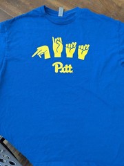 RARE – Pitt Panthers ASL Sign Language T-Shirt – XL Uni-Sex, Royal Blue