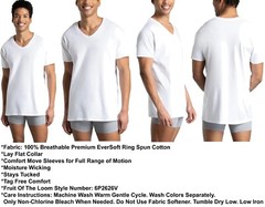 6 White Medium M 38-40 Inch V-Neck T-Shirts Fruit Of The Loom M 97-102 CM
