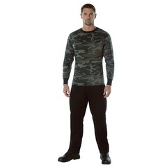 Long Sleeve Shirt Black Camo Tactical Military Hunting Rothco Tee Sizes S-3XL
