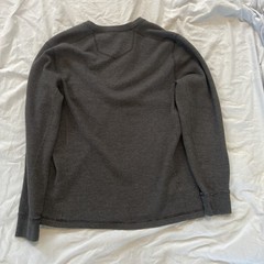 Eddie Bauer Waffle Henley Pullover Men’s Medium Black Button Long Sleeve Outdoor