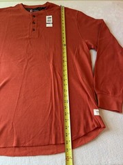 NWT Chaps Henley Thermal Shirt Mens XXL Orange Waffle Knit Casual Preppy Travel