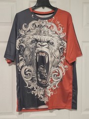 ONE MEN’S 3D PRINTED ROARING LOIN GRAPHIC T-SHIRT X-LARGE FELLS LIKE SILK NEW
