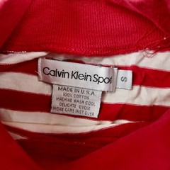 Vintage 90s Calvin Klein Sport Striped T Shirt Size S Small Red Mock Neck USA