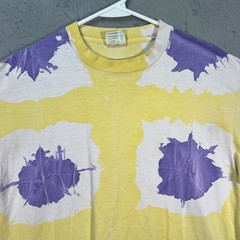 Vintage 90s Tie-Dye Yellow & Purple Graphic T-Shirt XL Soft Tee Made In USA