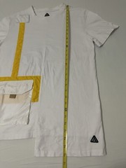 American Stitch Size Medium White T-shirt Color Block Pocket Asymmetrical