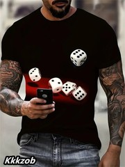 Mens Lion Print Short Sleeve Crew Neck T-Shirt Soft Breathable Casual Wear.