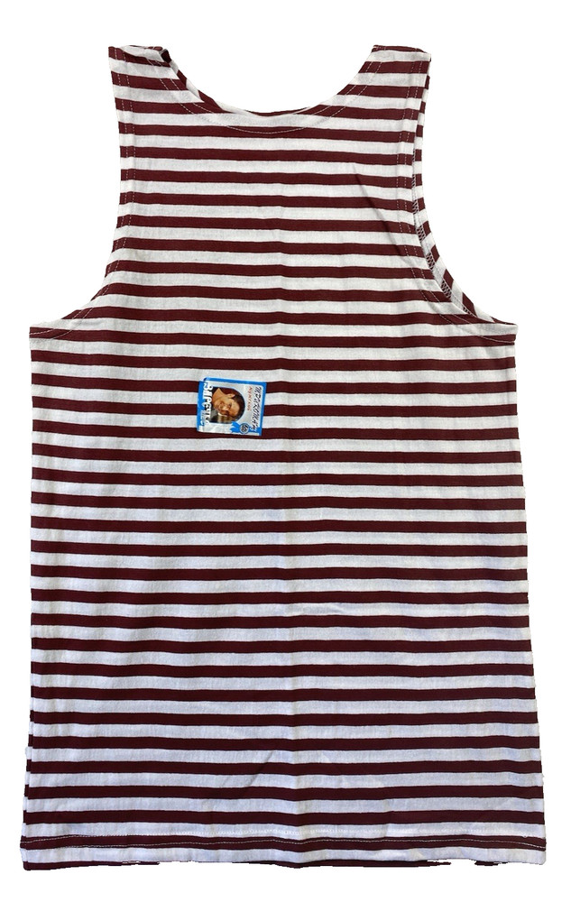 Vintage Breton Stripe Tank Top Shirt Mens XS Sailor Red White Russian Telnyashka