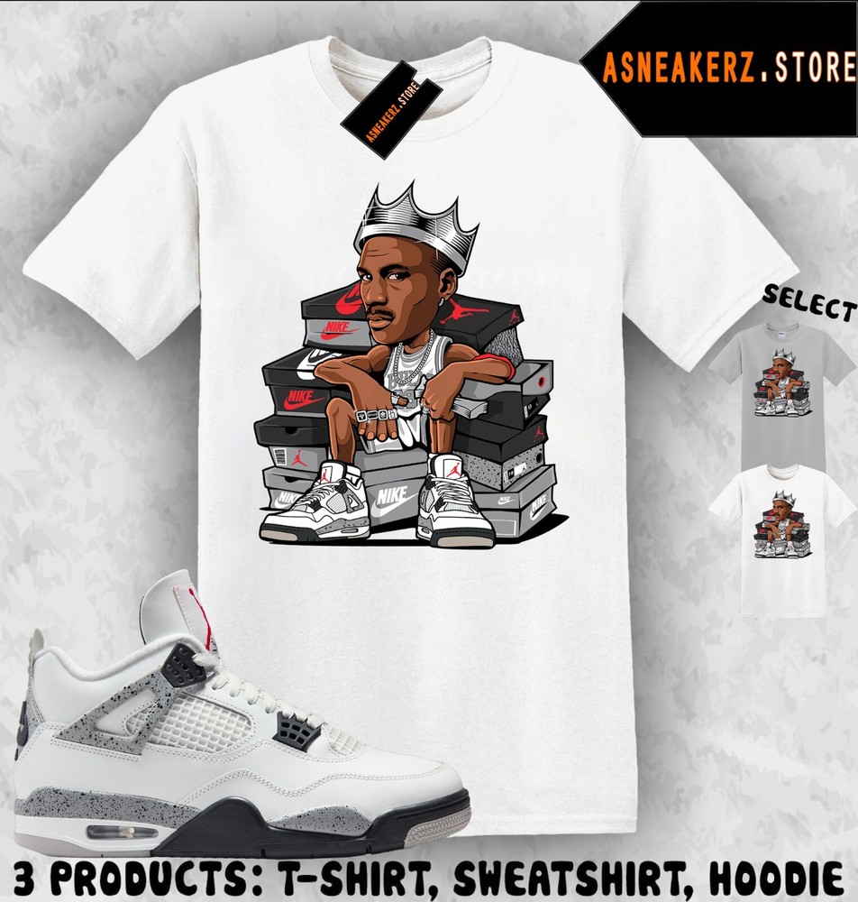 Shirt Matching AJ 4 White Cement 2025 Match Sneaker MJ Sneakerhead King T-Shirt