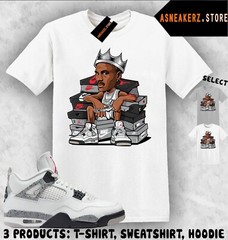 Shirt Matching AJ 4 White Cement 2025 Match Sneaker MJ Sneakerhead King T-Shirt