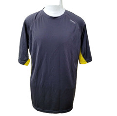 Reebok Men’s Size L Solid Gray & Yellow Workout Running Crew-Neck T-Shirt