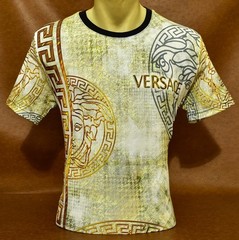Versace Men’s Split Medusa Graphic T-Shirt Multicolor Greek Key Tee Size 2XL