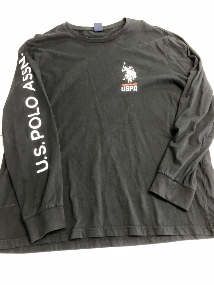 U.S. Polo Assn Shirt Mens 2XL Black Long Sleeve USPA Logo Graphic Crewneck