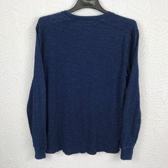 J Crew Mens Shirt Indigo Blue Henley Size L Knit Pullover Preppy Casual Classic