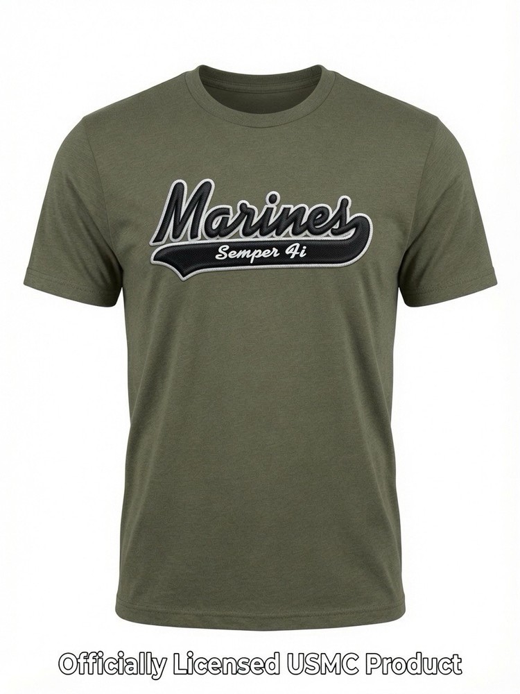 USMC “Marines – Semper FI” Embroidered Logo Green Heather T-Shirt -Sz XL – NWT