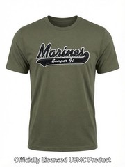 USMC “Marines – Semper FI” Embroidered Logo Green Heather T-Shirt -Sz XL – NWT
