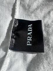 Prada White Triangle Logo Plaque T-Shirt Mens Medium Designer Cotton