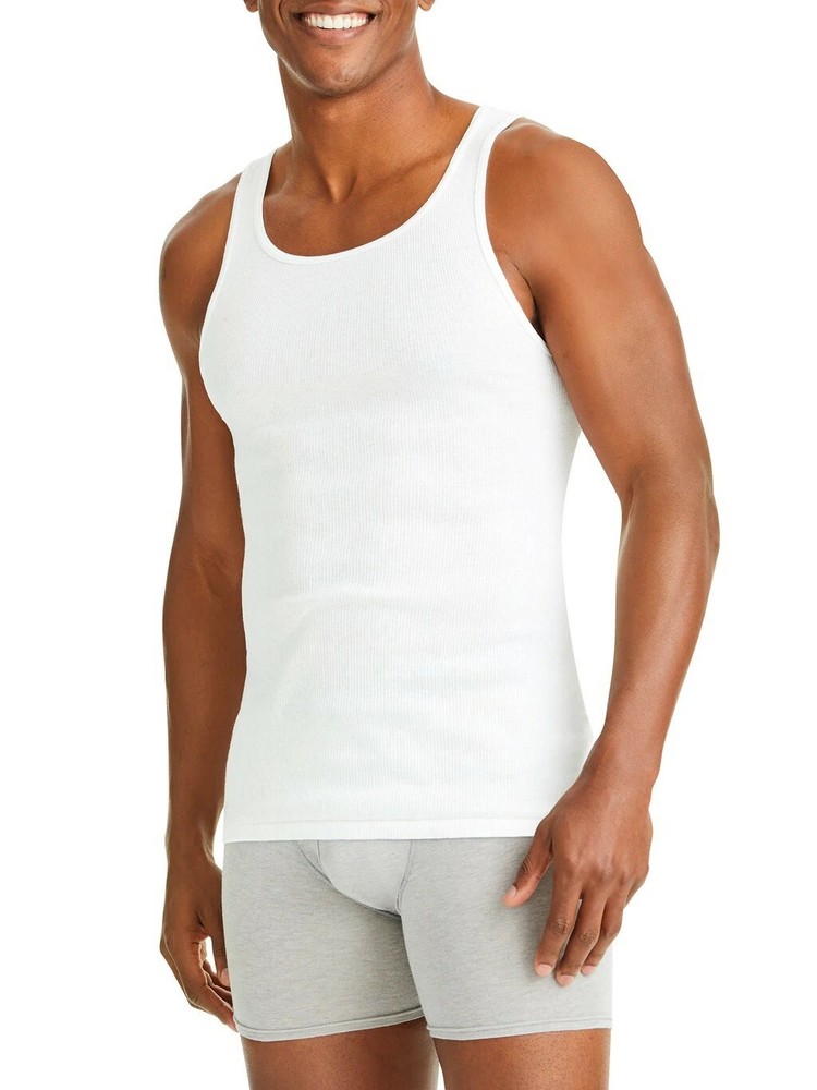 NIP Hanes Mens 6 Pack Tanks S White Tagless Wicking Cool Comfort Soft 372AP6