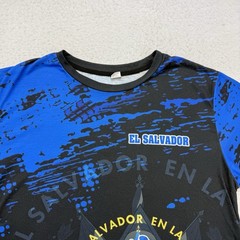 El Salvador Shirt Mens Medium M Black Blue Flag Short Sleeve Lightweight