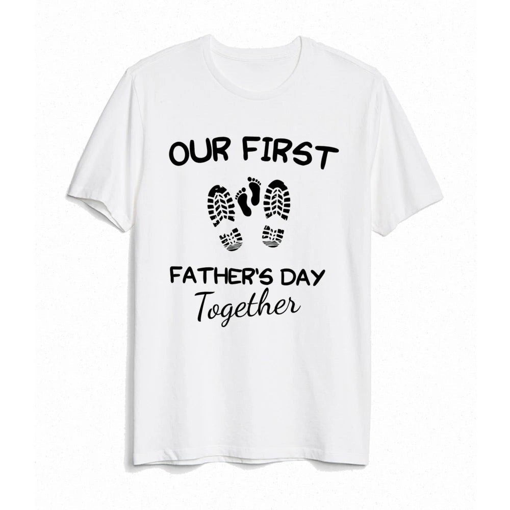 New Our First Father’s Day Cotton Gift For Dad White S to 5XL Tee Shirt