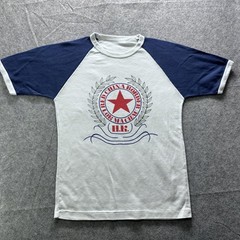 Vintage Lok Ma Chau Sham Chun River Hong Kong Shirt Mens Medium White Raglan