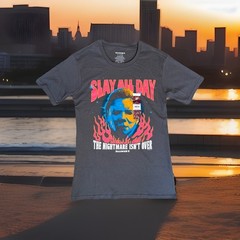 Halloween II Michael Myers Slay All Day Gray Graphic Cotton Knit Tee M