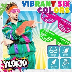 Shutter Glasses Neon Color Shades Sunglasses Set Novelty 80s 90s Funny 6-Colo…