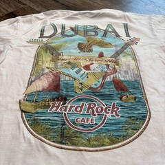 Hard Rock Cafe T Shirt Mens Medium Dubai Tan Graphic Back Print Short Sleeve