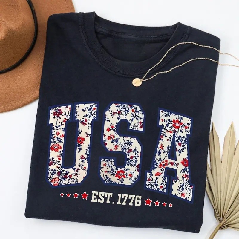 USA Est 1776 Shirt, USA 250 Anniversary Shirt, Girly 4th of July Shirt