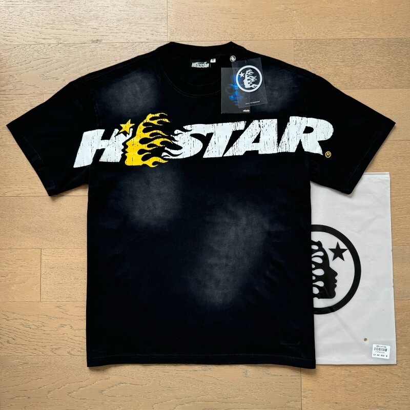Hell Studios star Gel Sport Logo tee men’s cotton washed short sleeved T-shirt