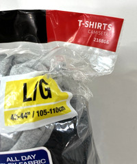 HANES 5 Tagless T-Shirts Size Large 42-44” Gray/Black Wicking Cool Comfort