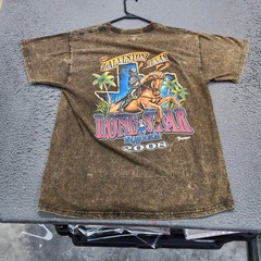 Vintage 2008 Lone Star Rally Galveston Texas Biker T-Shirt Brown Acid Wash L