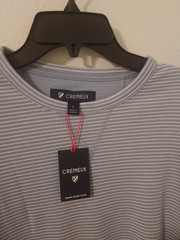 Men DANIEL Cremieux Pullover Crew Neck Blue Stripe Denim Large-New.