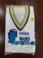 New in Package Vintage 1970s Men’s Terry V-Neck Short Sleeve Size L