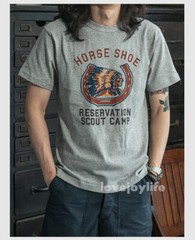NON STOCK US Retro Heavy Cotton T-Shirt Painted Chieftain/Horse Shoe Basic Tee