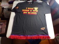 I Was Born A Jew By Blood (Black) w/Red Fringes …Hot Stamp