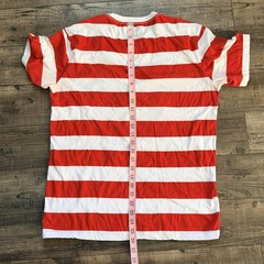 Where’s Waldo? Men’s Red White Striped Graphic Crew Neck Short Sleeve Tee M