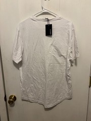 NWT Buck Mason Mens SZ Large White Slub Curved Hem Tee Shirt Defect