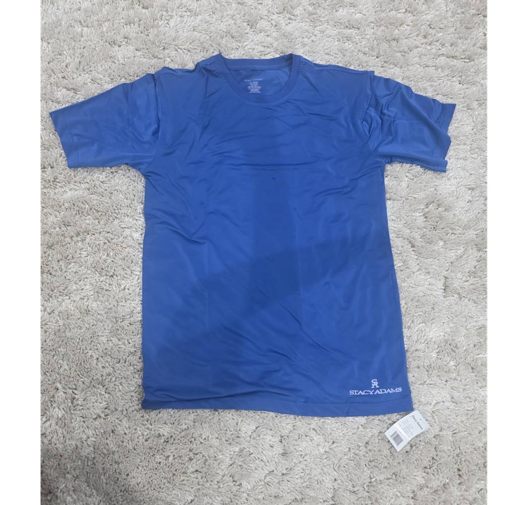 Stacy Adams Men’s Royal Blue Crew Neck T-Shirt Size S Small Poly Spandex NWT